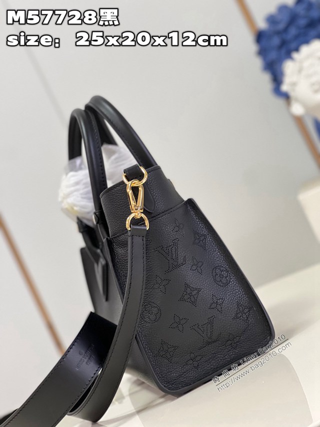 LV專櫃2023新款On My Side手挽袋 M57728黑 路易威登黑色小牛皮女士手提肩背包 dn1291